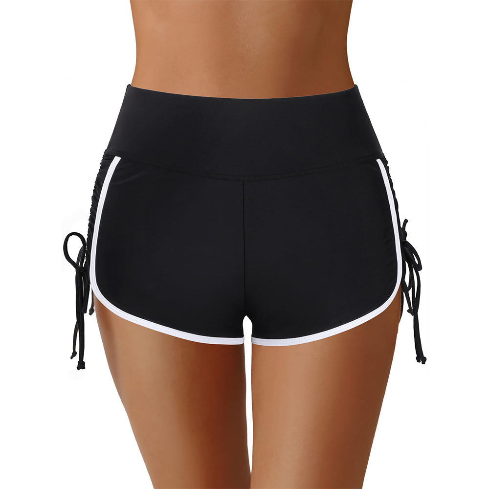 Charmo Women's Contrast Binding Swim Shorts High Waisted Swimsuit Shorts Side Drawstrings Swim Bottom Board Shorts