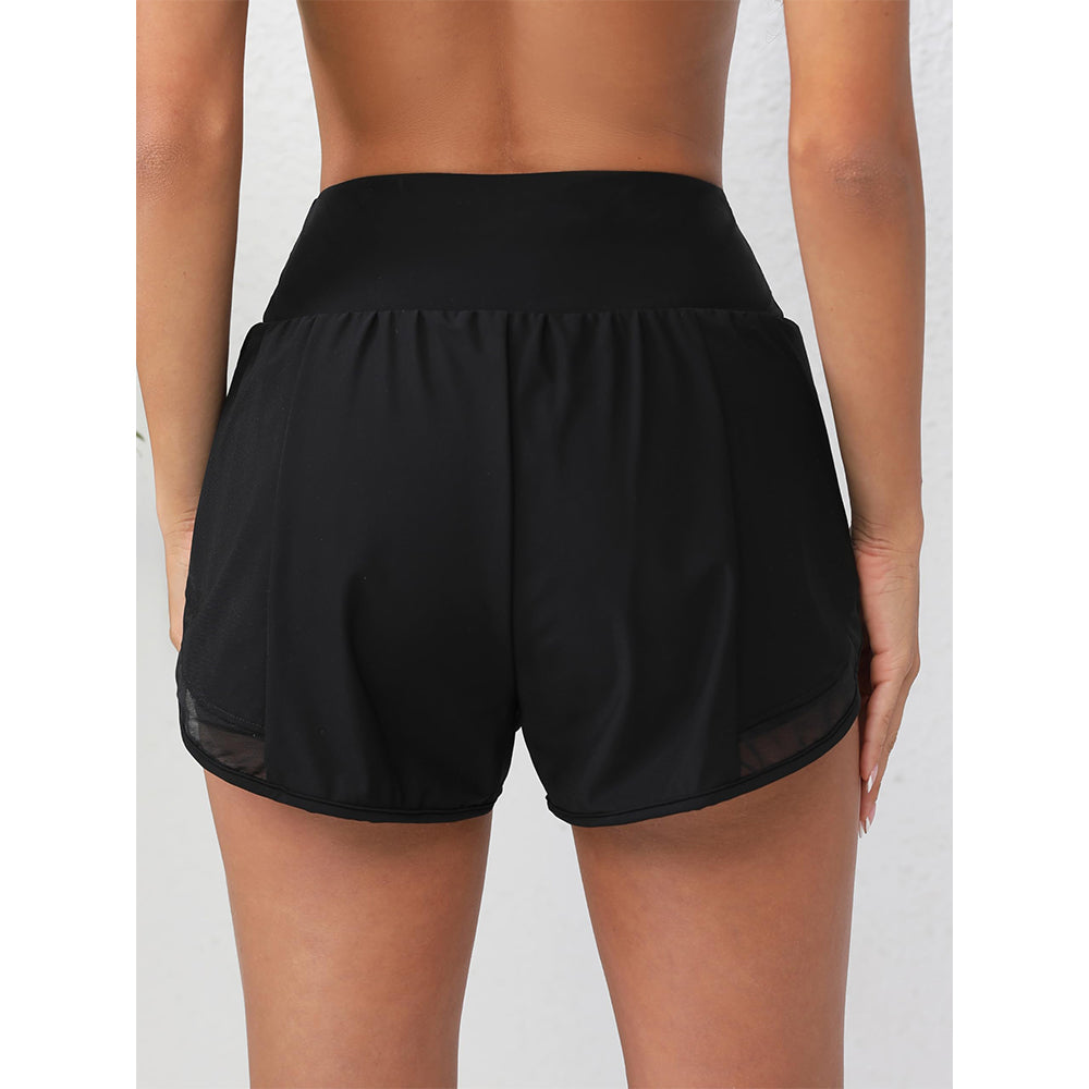Charmo Women's High Waisted Swim Shorts Mesh Side Swim Trunk 2 in 1 Board Shorts Swim Bottom