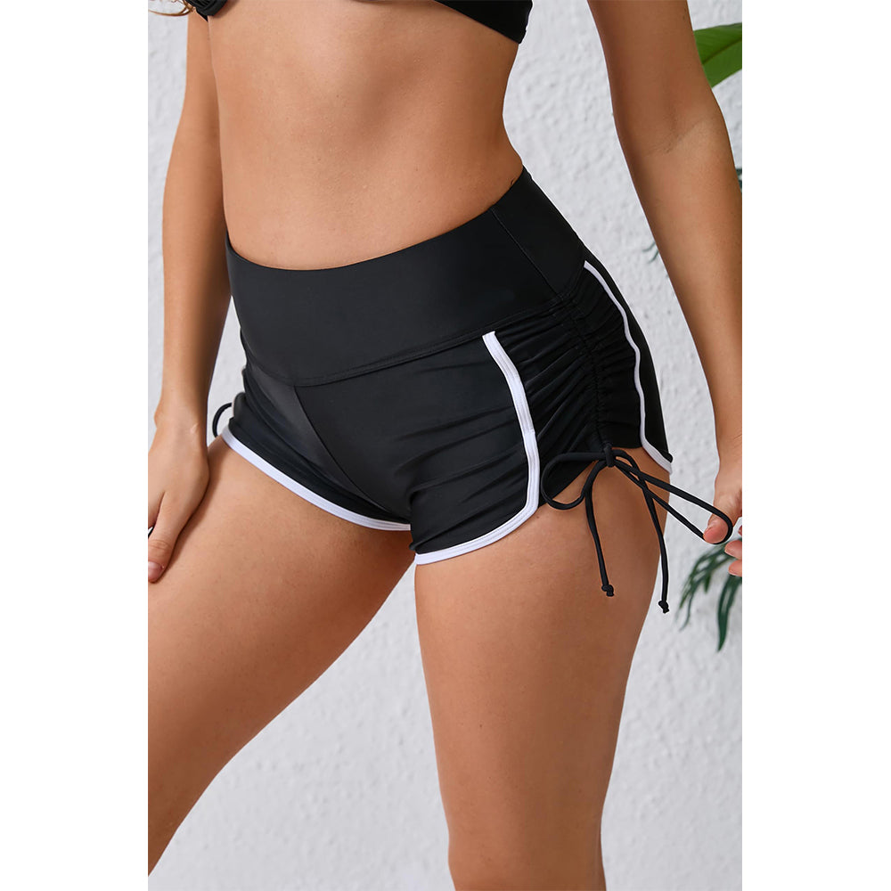 Charmo Women's Contrast Binding Swim Shorts High Waisted Swimsuit Shorts Side Drawstrings Swim Bottom Board Shorts