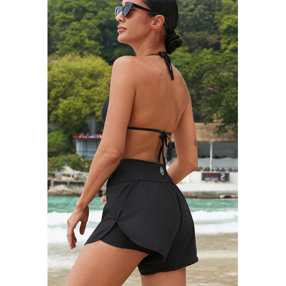Attraco Women's Swim Shorts Side Split Swim Trunk 2 in 1 Board Shorts with Pockets Swim Bottom