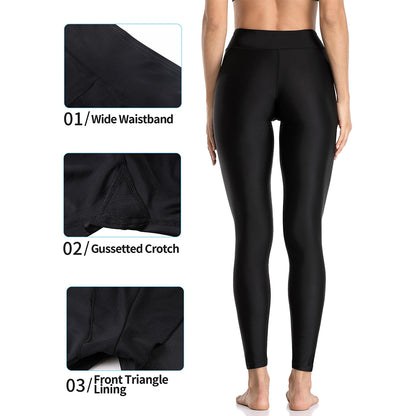 Charmo Women's High Waisted Swim Leggings Wide Waistband Swim Pants