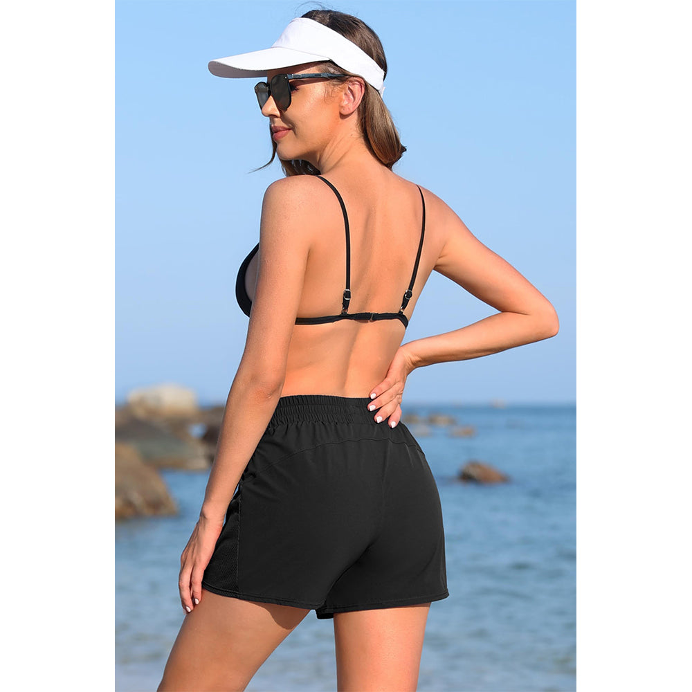 Charmo Women's Swim Shorts Side Split Swim Trunk 2 in 1 Board Shorts with Zip Pockets Swim Bottom
