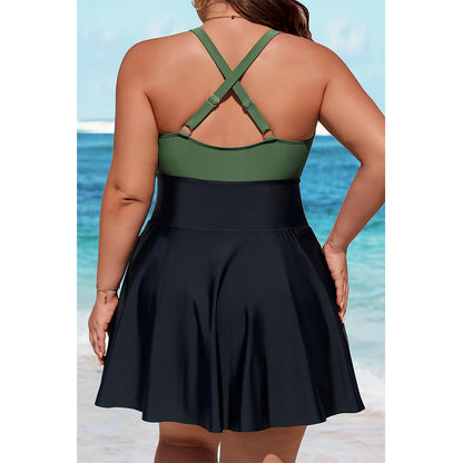 Charmo Women's Plus Size Swimsuit with Side Pockets One Piece Tummy Control Bathing Suit Push Up V Neck Swim Dress 2026