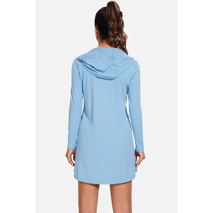Attraco Women's Rash Guard Shirts Hooded Swim Shirts with Pockets Zipper Swimsuit Cover Up