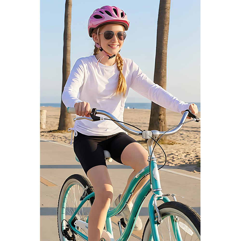 Charmo Rash Guard for Girls Long Sleeve Swim Shirt UPF 50+ Sun Protection Teen Girls Swimsuit Athletic Shirts 7-16Years