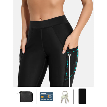 Charmo Women's Swim Pants with Pockets Long Swim Leggings High Waisted Swimming Pants