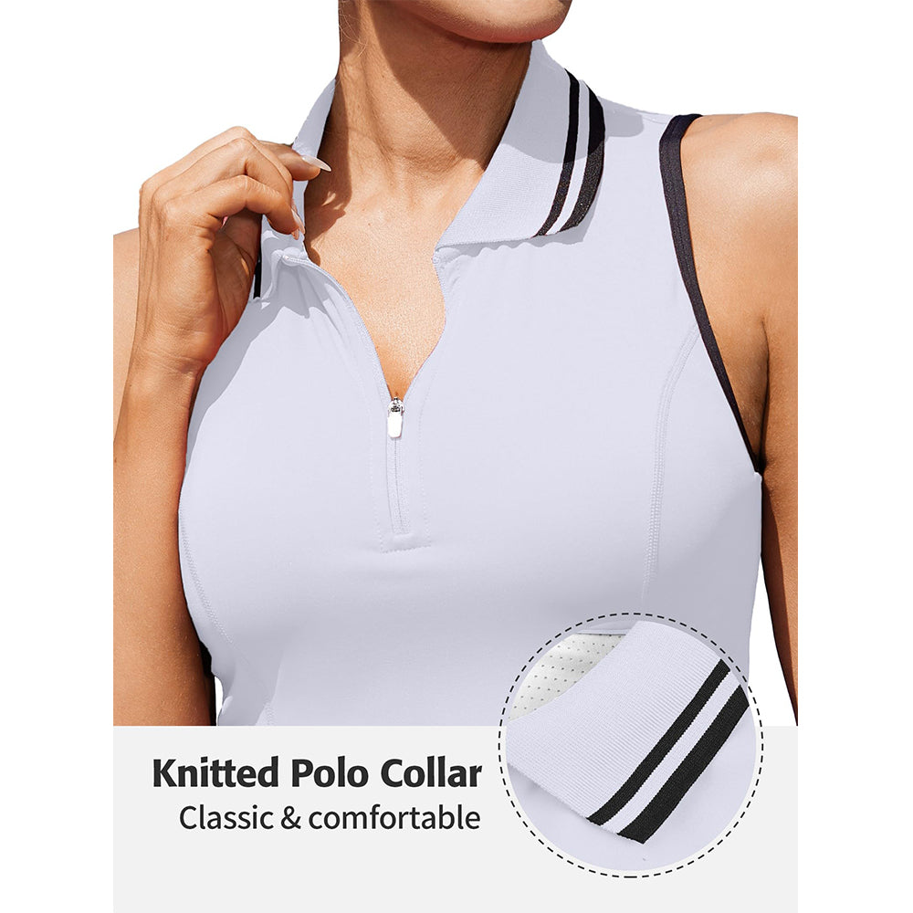 Attraco Women's Tennis Dress Tennis Golf Dresses with Built in Shorts and Pockets Polo Collar Zipper Athletic Dresses