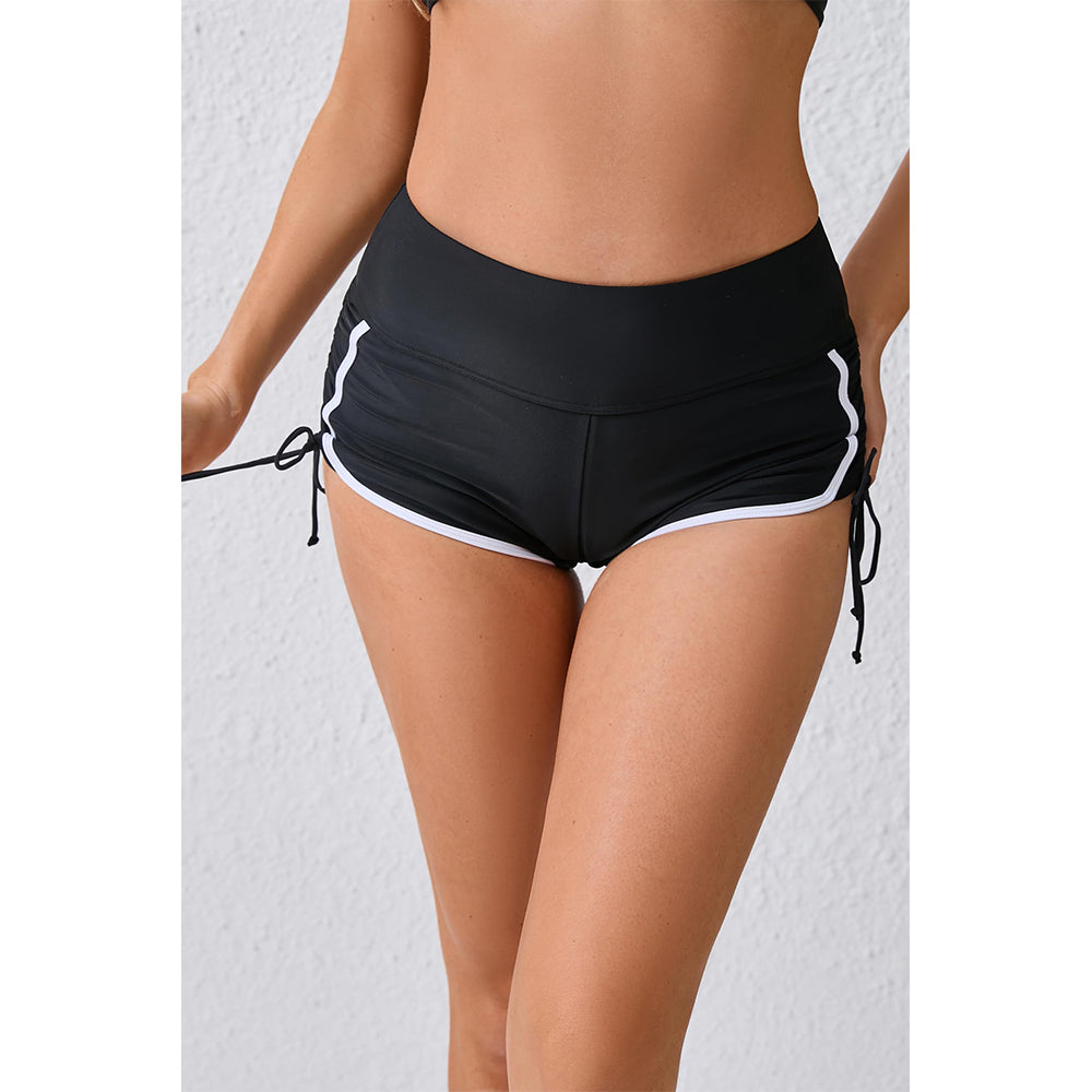 Charmo Women's Contrast Binding Swim Shorts High Waisted Swimsuit Shorts Side Drawstrings Swim Bottom Board Shorts