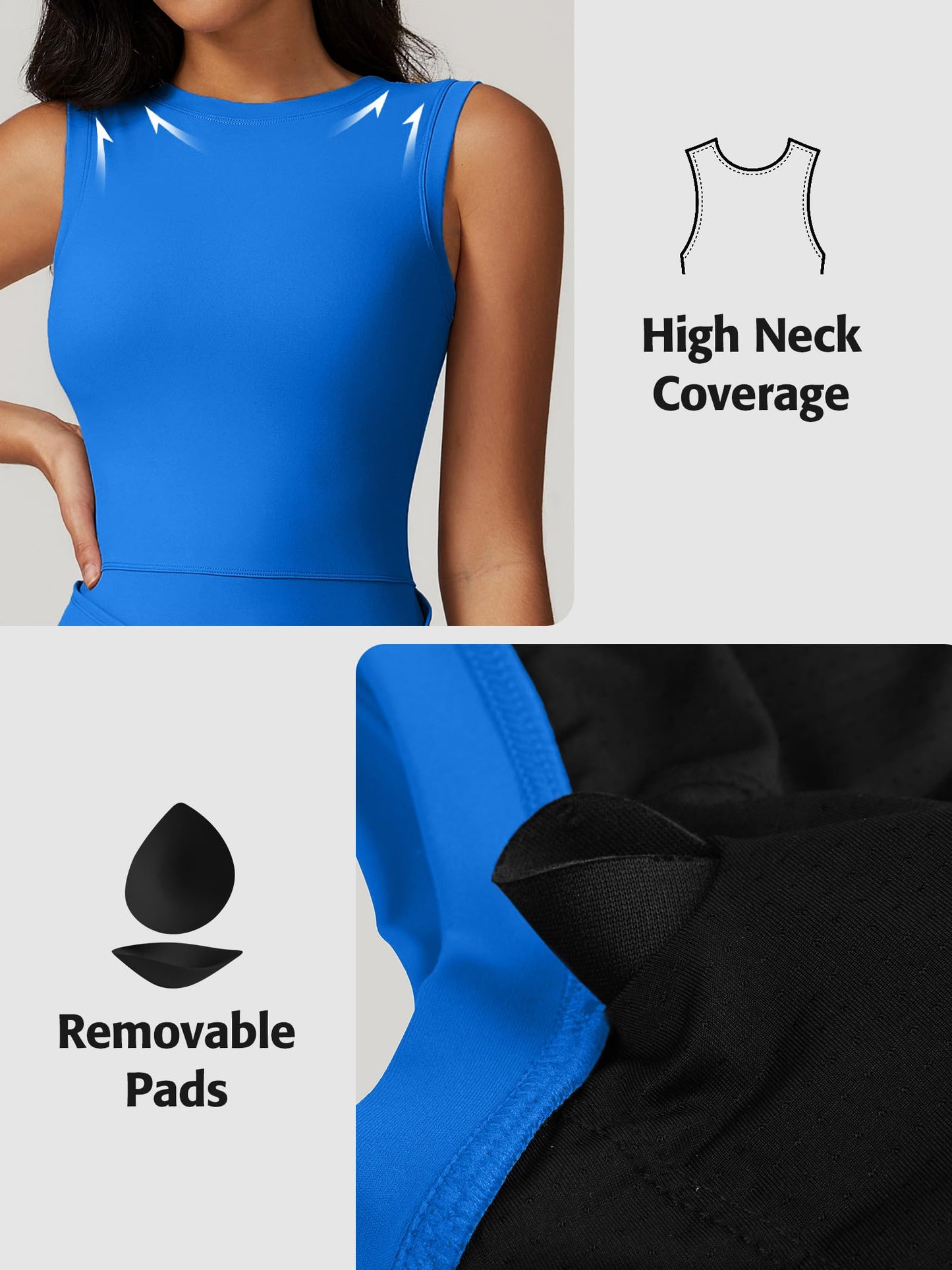 Tennis Dress Golf Outfits for Women Sleeveless Side Slit Active Dress Workout Romper Dresses