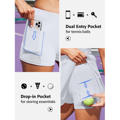 Attraco Women's Tennis Dress Tennis Golf Dresses with Built in Shorts and Pockets Polo Collar Zipper Athletic Dresses