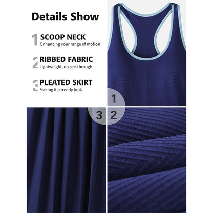 Attraco Women's Tennis Dress with Built in Shorts and Bra Pleated Golf Dress Seamless Athletic Dress