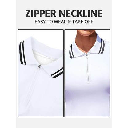Attraco Women's Tennis Dress Tennis Golf Dresses with Built in Shorts and Pockets Polo Collar Zipper Athletic Dresses