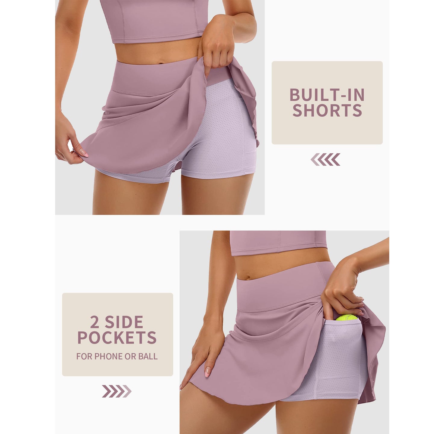 Attraco Women's Tennis Dress with Shorts and Pockets Racerback Golf Workout Outfits 2 Piece Tennis Skirts Sets