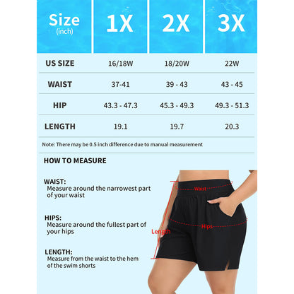 Charmo Women's Plus Size Swim Shorts High Waisted Board Shorts Tankini Swimsuit Bottom with Pockets
