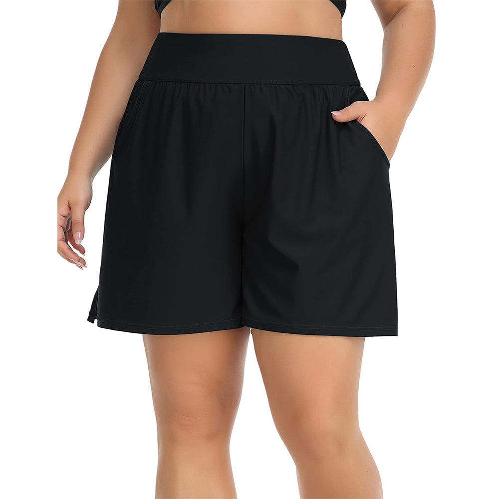 Charmo Women's Plus Size Swim Shorts High Waisted Board Shorts Tankini Swimsuit Bottom with Pockets