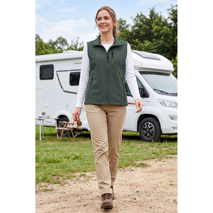 Attraco Unisex Fleece Lined Softshell Vest Full Zip Windproof Outdoor Vest with Zipper Pockets