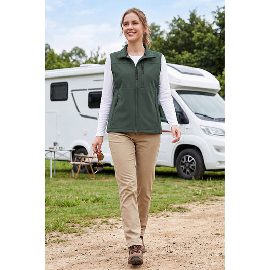 Attraco Unisex Fleece Lined Softshell Vest Full Zip Windproof Outdoor Vest with Zipper Pockets