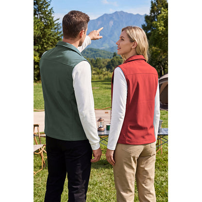 Attraco Unisex Fleece Lined Softshell Vest Full Zip Windproof Outdoor Vest with Zipper Pockets