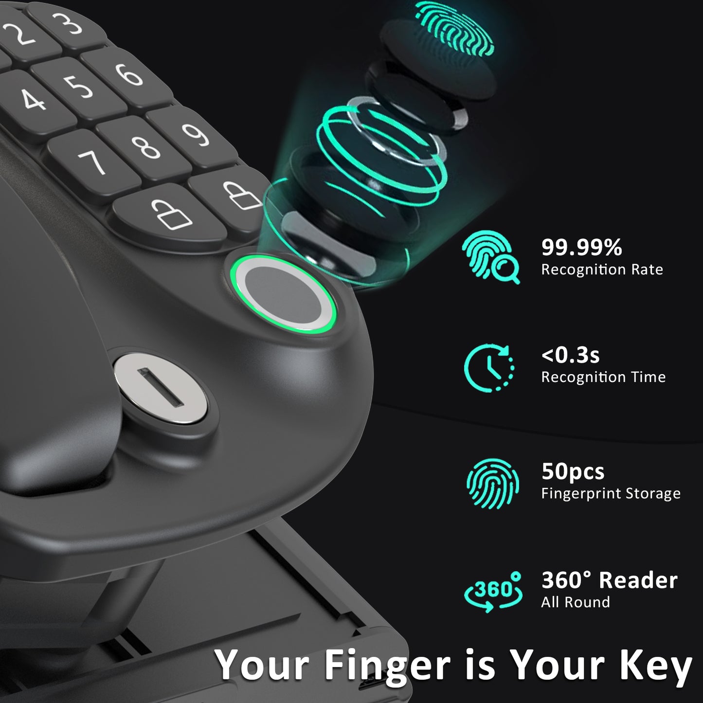 Wodli Upgraded RV Door Lock Replacement, 4-in-1 RV Lock Keyless Entry with Bluetooth, Fingerprint, Passwords, Keys, Opening Size 3.75"x2.75"x1.5", Not fit Class A or Class C RVs