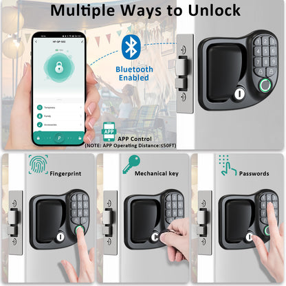 Wodli Upgraded RV Door Lock Replacement, 4-in-1 RV Lock Keyless Entry with Bluetooth, Fingerprint, Passwords, Keys, Opening Size 3.75"x2.75"x1.5", Not fit Class A or Class C RVs