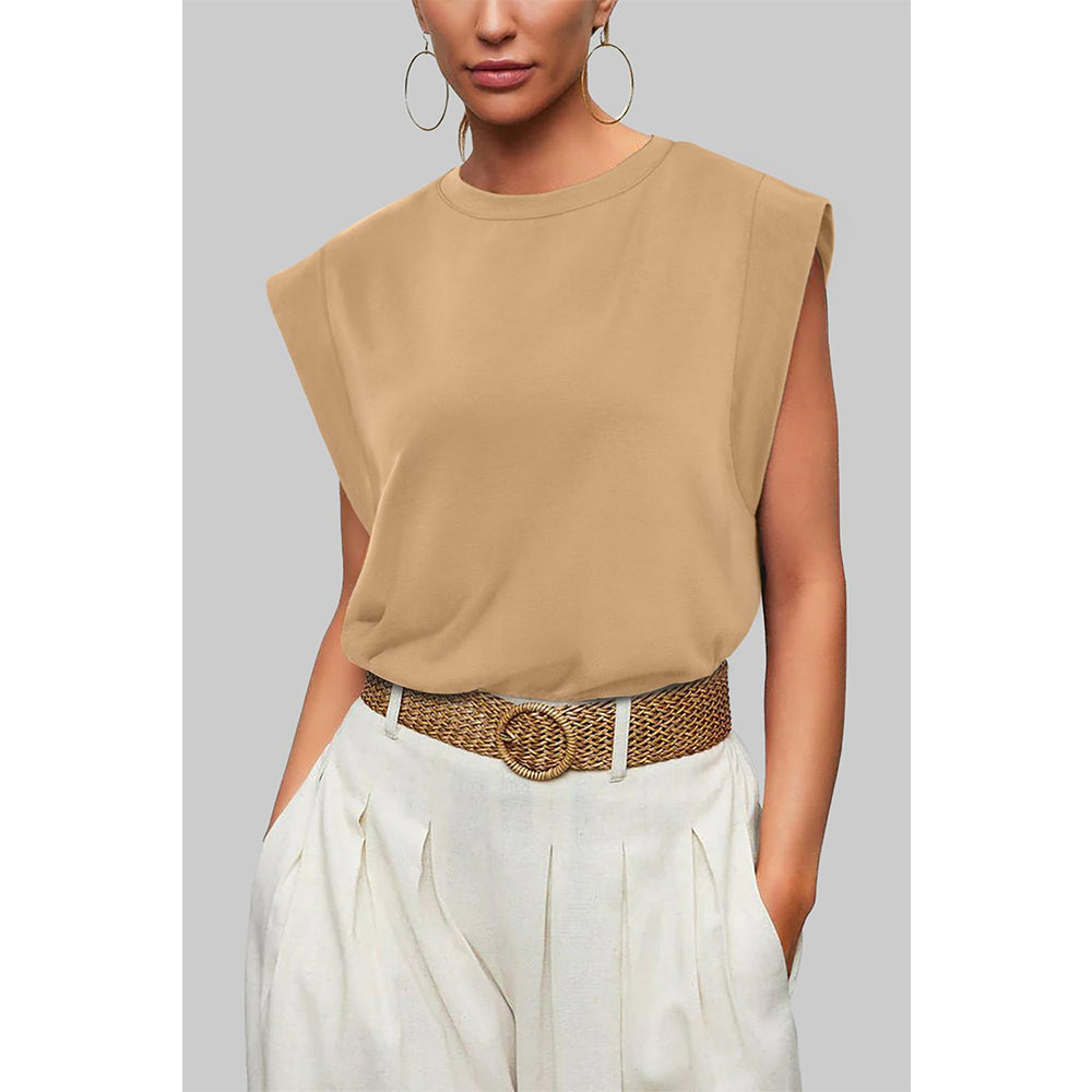 Attraco Women's Loose Fit Cap Sleeve Crew Neck Dolman Style Tops Spring Summer Shirts