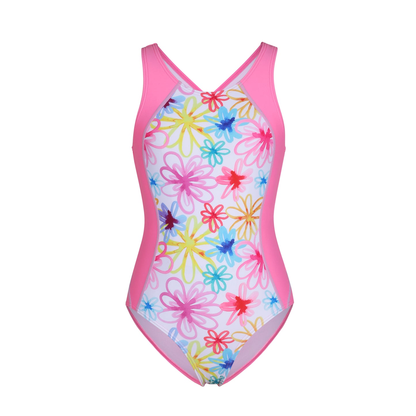 Charmo Girls Print One Piece Swimsuits Athletic Racerback Bathing Suit Size 7-16 Years
