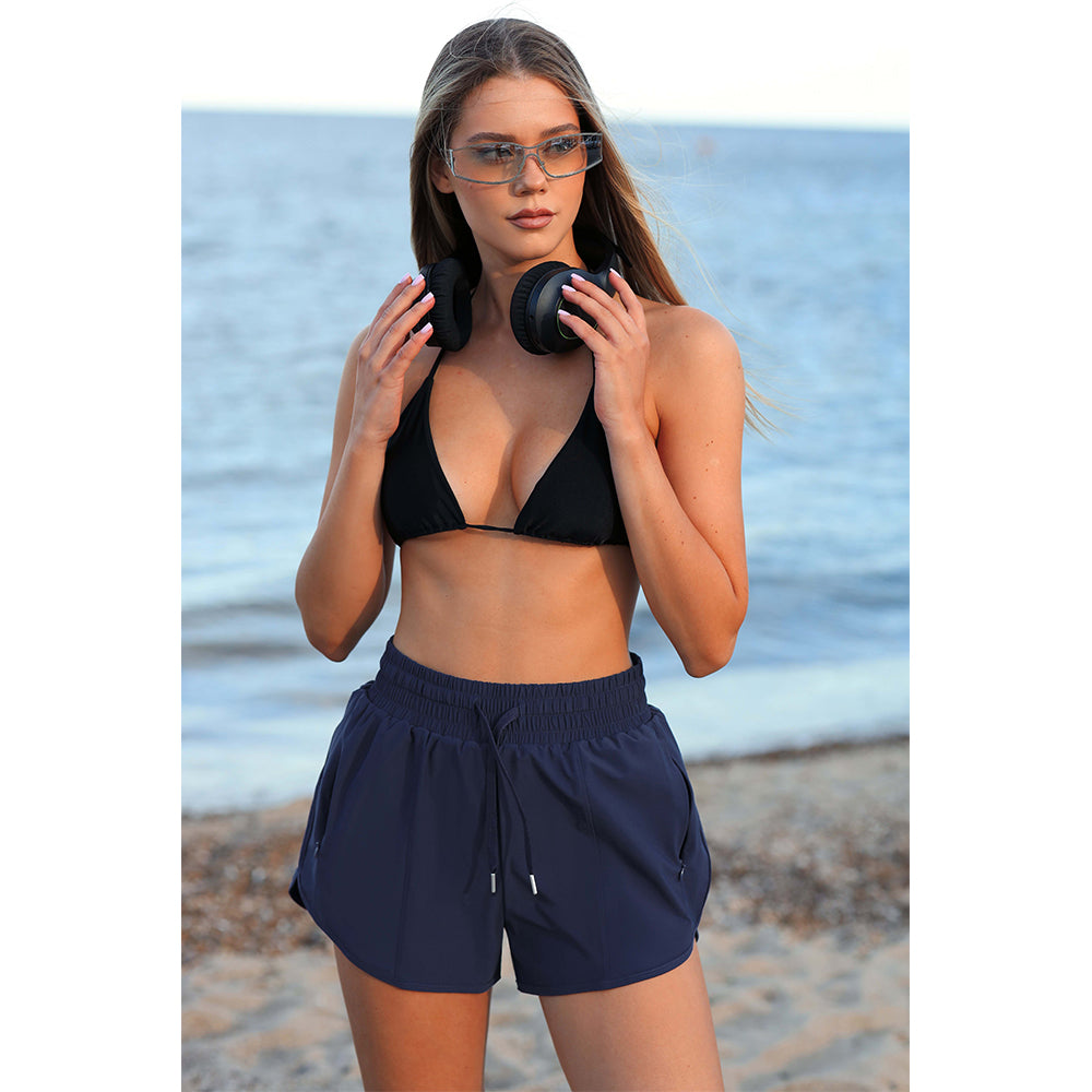 Charmo Women's Swim Shorts Side Split Swim Trunk 2 in 1 Board Shorts with Zip Pockets Swim Bottom