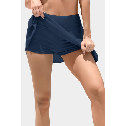 Charmo Women's High Waist Double-Layer Ruffled Swim Skirt with Built-In Shorts