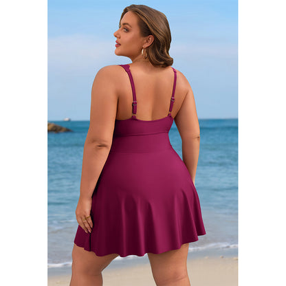 Charmo Women's Plus Size One Piece Swim Dress with Tummy Control & Adjustable Straps Full Coverage Swimsuit Dress