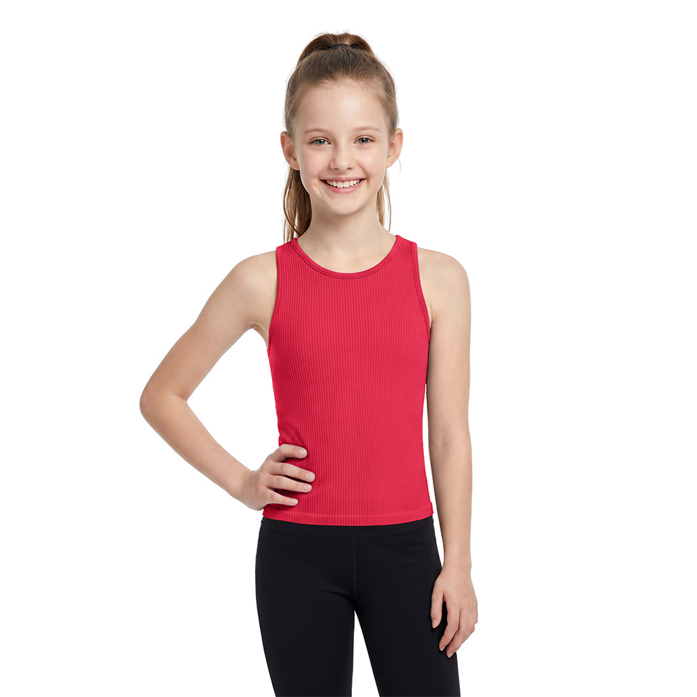 Attraco Girls Ribbed Racerback Seamless Workout Tank Top Athletic Tops