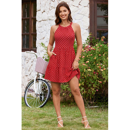 Attraco Women's Tank Dress with Pockets, Square Neck Racerback Sundress with Built-In Bra