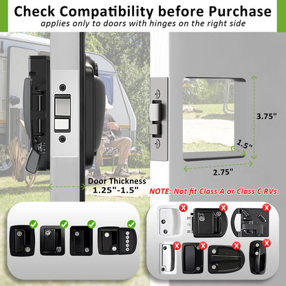 Wodli RV Door Lock Keyless Entry, 4-in-1 RV Keyless Entry with Bluetooth, Fingerprint, Keypad, Camper Door Lock, RV Door Latch for Camper, Lock Hole 3.75"x2.75"x1.5", Not fit Class A or Class C RVs