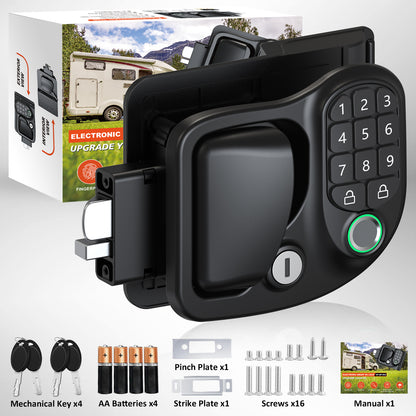 Wodli Upgraded RV Door Lock Replacement, 4-in-1 RV Lock Keyless Entry with Bluetooth, Fingerprint, Passwords, Keys, Opening Size 3.75"x2.75"x1.5", Not fit Class A or Class C RVs