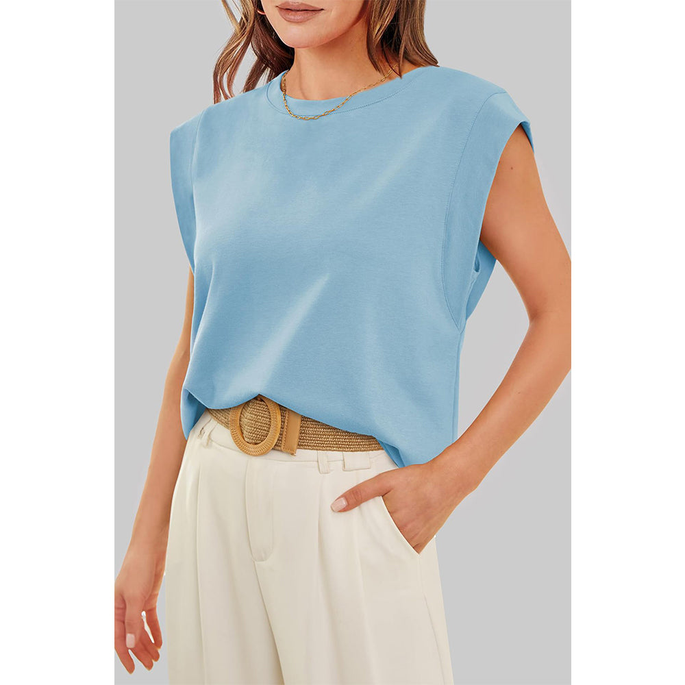 Attraco Women's Loose Fit Cap Sleeve Crew Neck Dolman Style Tops Spring Summer Shirts