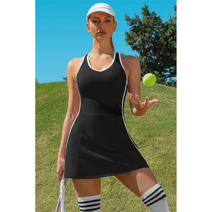 Attraco Tennis Dresses for Women with Shorts Pockets and Bra V Neck Racerback Golf Outfits