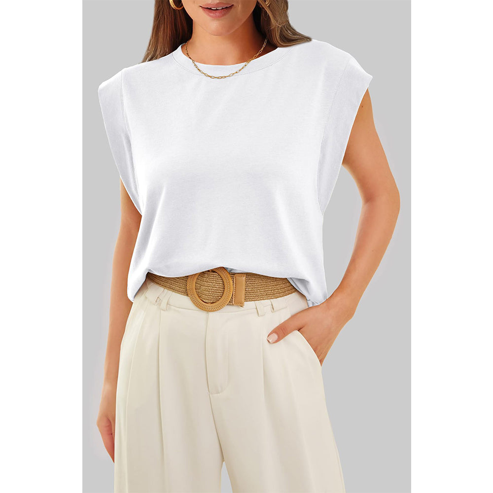 Attraco Women's Loose Fit Cap Sleeve Crew Neck Dolman Style Tops Spring Summer Shirts